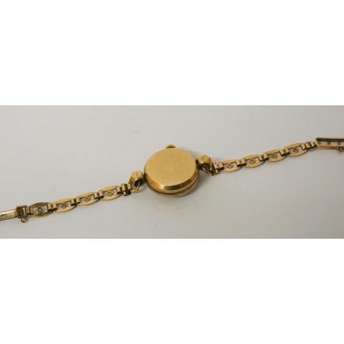 612 - Rolex - Precision ladies vintage 9ct gold wristwatch, circa 1950's, on gold bracelet strap. Gross we... 