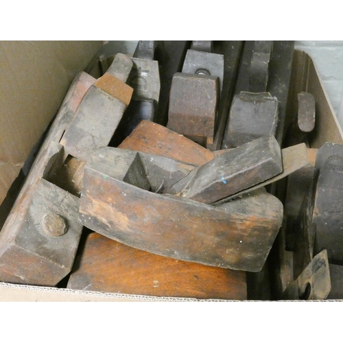 795 - Two large boxes of assorted wood working and other planes