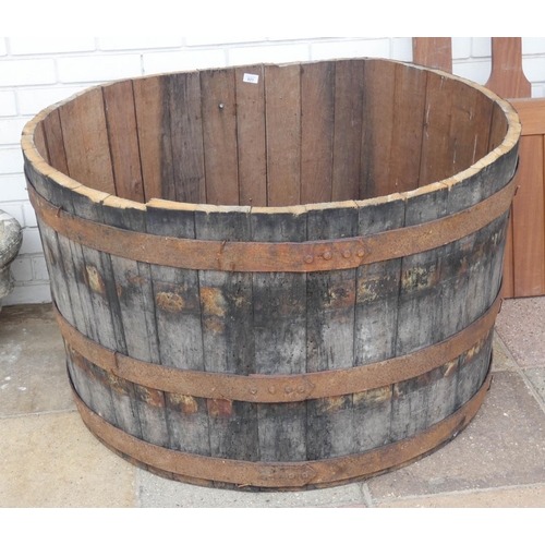 823 - A very large half of a barrell, excellent for a planter, 43