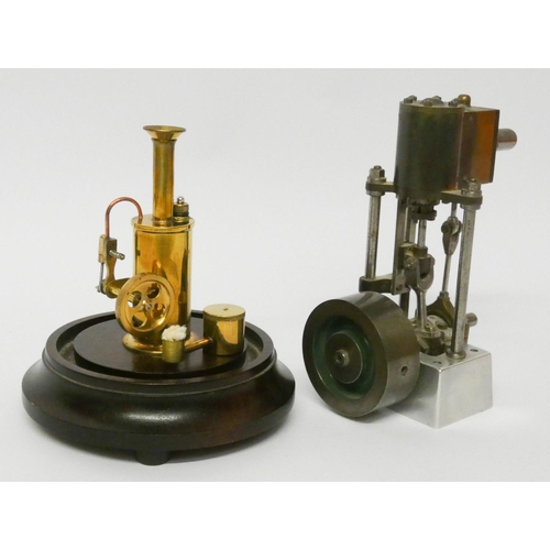 442 - Two miniature model steam engines, one beneath glass dome