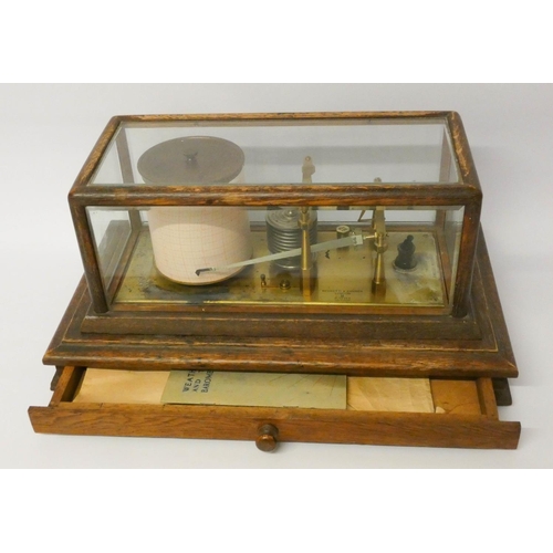 446 - Negretti and Zambra Regency model barograph in oak case