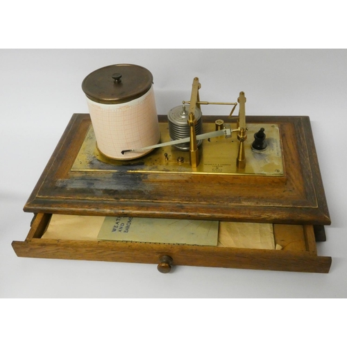 446 - Negretti and Zambra Regency model barograph in oak case