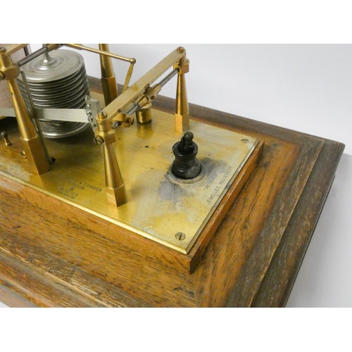 446 - Negretti and Zambra Regency model barograph in oak case