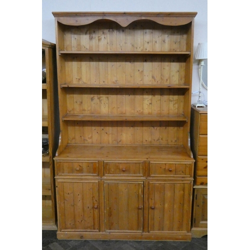 12 - A pine kitchen dresser with shelf back, 4' wide