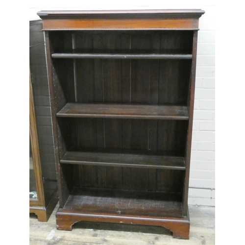 72 - An Edwardian inlaid mahogany open bookcase with adjustable shelves, 3' wide