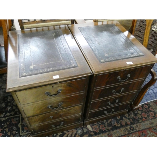 139 - A pair of Georgian style mahogany chest of drawers effect filing cabinets with leather tops