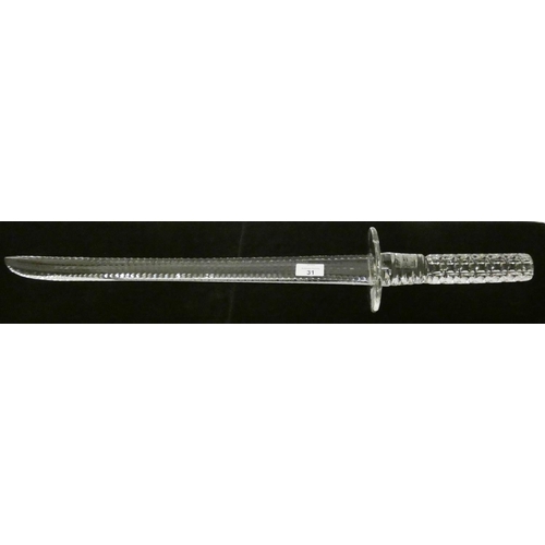 31 - A Welsh Royal Crystal presentation glass sword, with presentation engraving dated 2002...