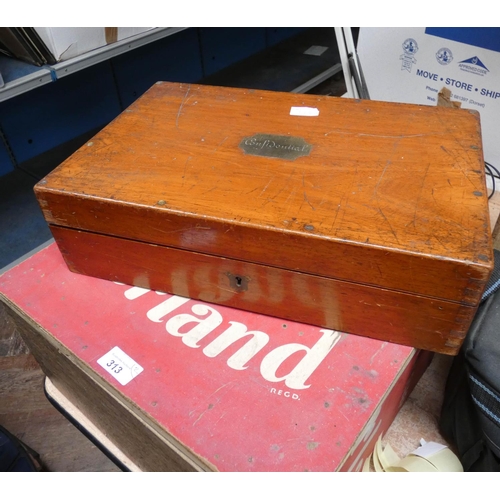 313 - An old box containing a large quantity of Meccano Magazines and another old box