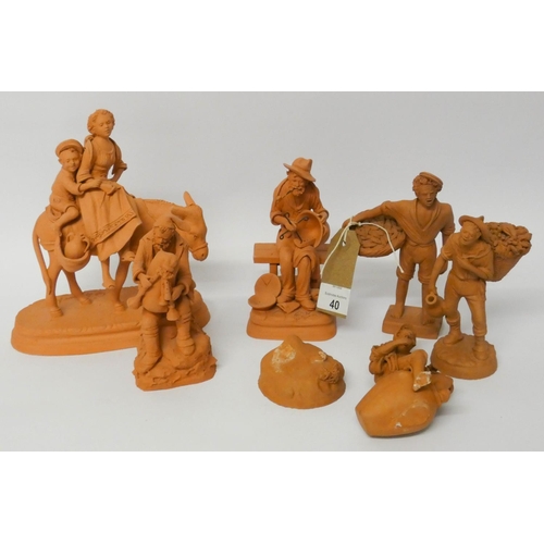 40 - A collection of continental terracotta figure ornaments