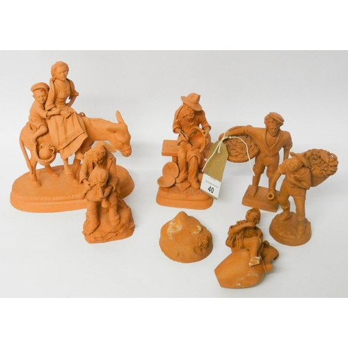 40 - A collection of continental terracotta figure ornaments