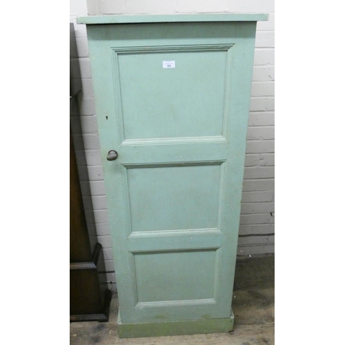 85 - A pale green painted pine cupboard 22