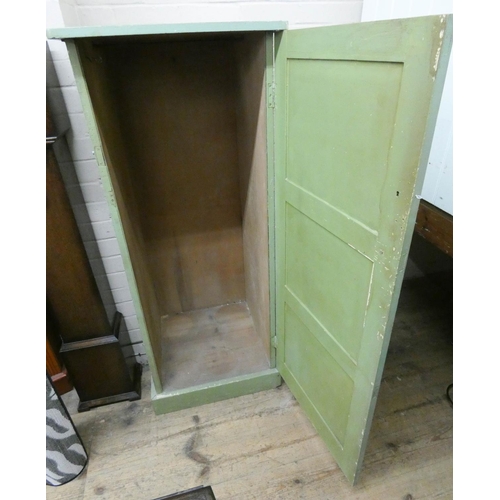 85 - A pale green painted pine cupboard 22