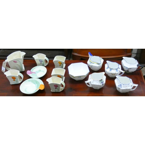 88 - Carlton Ware Tulip pattern china and a collection of Art Deco Shelley milk jugs, sugar bowl etc