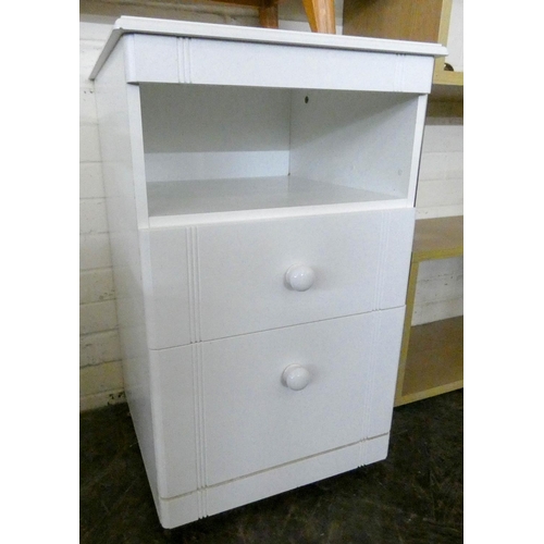 225 - A pair of modern white bedside cabinets, fitted open recess with two drawers under