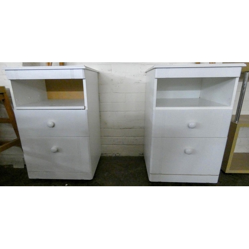 225 - A pair of modern white bedside cabinets, fitted open recess with two drawers under