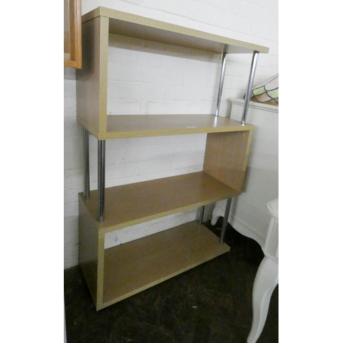 227 - A modern light oak finished shelving unit