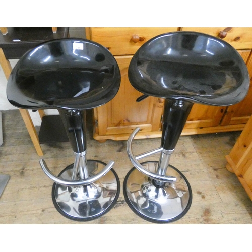 241 - Two pump up black and chrome kitchen stools