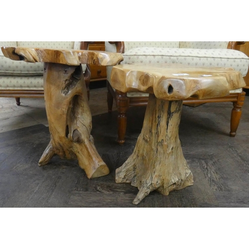 276 - A pair of rustic tree slice coffee tables