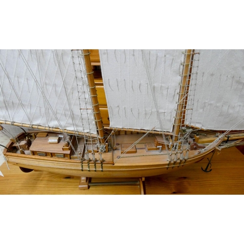 265 - Two scratch built wooden sailing boat models