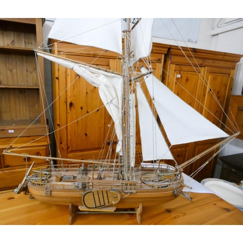 265 - Two scratch built wooden sailing boat models