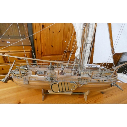 265 - Two scratch built wooden sailing boat models