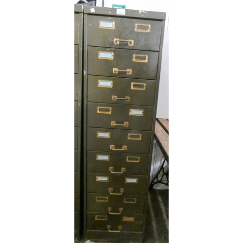 355 - A metal nine drawer filing style index cabinet