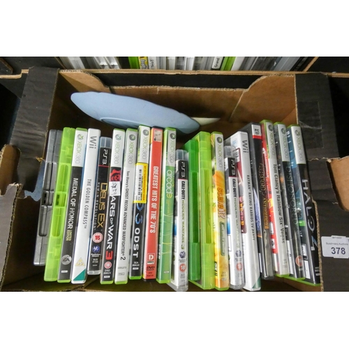 378 - Two large boxes of assorted video games including, Wii, Xbox, PS3 and others