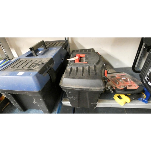 380 - Two tool boxes with contents and a saws etc