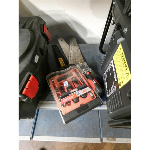 380 - Two tool boxes with contents and a saws etc