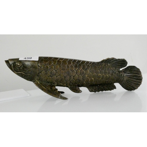 450 - A bronze carp ornament