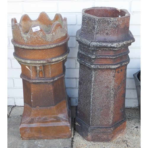 498 - Two Victorian glazed terracotta chimney pots