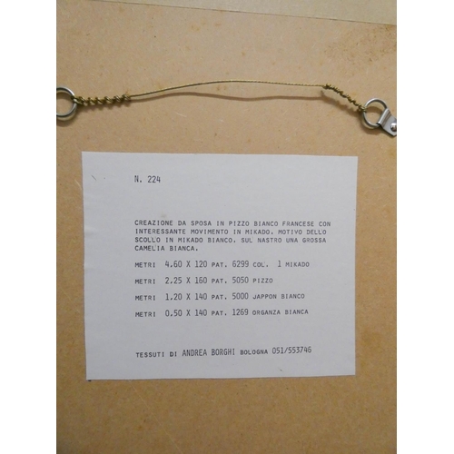 508 - A pair of vintage original fashion sketches by Andrea Borghi Bologna depicting wedding dresses with ... 