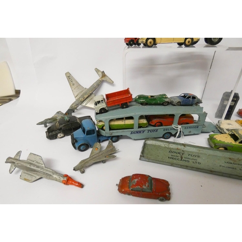 217 - A Dinky toy Pulmore Car Transporter 982with ramp and various other Dinky toys, in played with condit... 