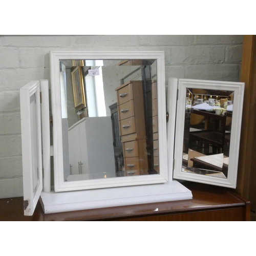 57 - A modern white triple dressing table mirror