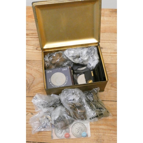205 - A quantity of pre-decimal and other coins, crowns etc