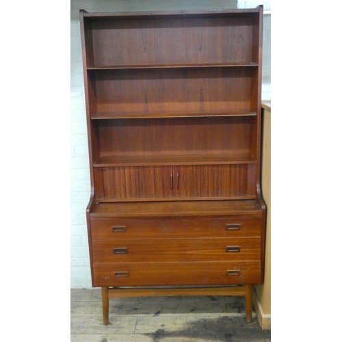 1 - A Danish teak secretaire bookcase designed Johannes Sorth, retailed by Heals