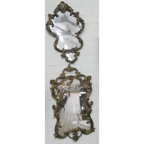 96 - Ornate shaped gilt framed wall mirror and a smaller similar mirror