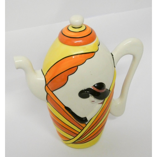 511 - A Lorna Bailey Limited Edition Art Deco coffee pot in the style of Clarice Cliff, numbered 69 of 75,... 