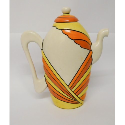 511 - A Lorna Bailey Limited Edition Art Deco coffee pot in the style of Clarice Cliff, numbered 69 of 75,... 