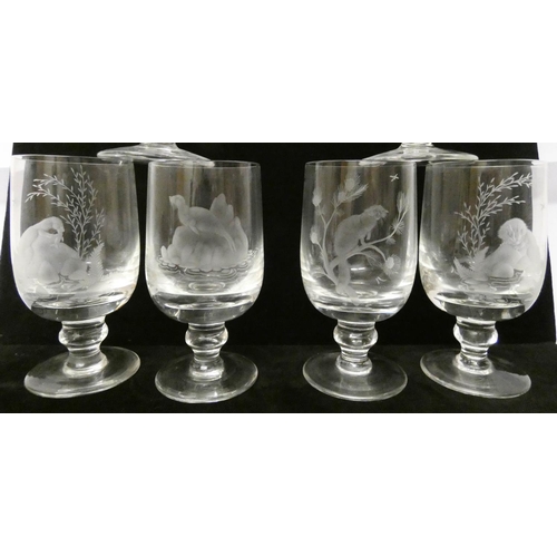 515 - Caithness glass - a set of six woodland animals engraved glasses by Ann Robertson, limited edition n... 