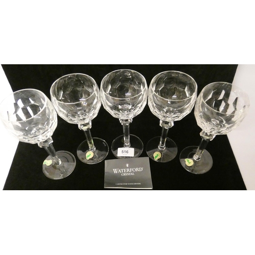 516 - A set of twelve Waterford Crystal Curraghmore octagonal stemmed hock glasses