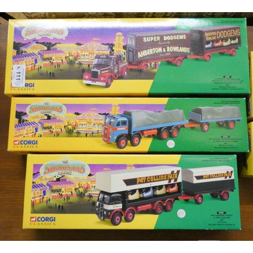 111 - A collection of five various Corgi classic Toy showman's lorries