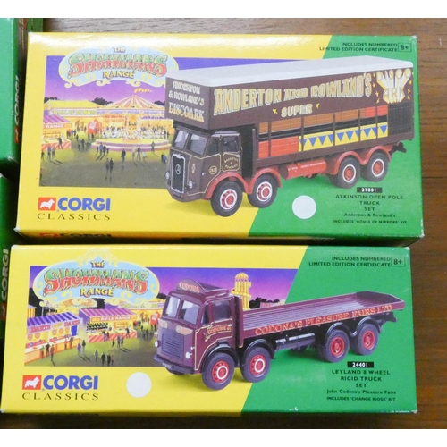 111 - A collection of five various Corgi classic Toy showman's lorries