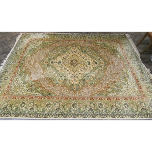 60 - A Salome Wilton green and patterned Persian design carpet, 11' X 8'3 approximately