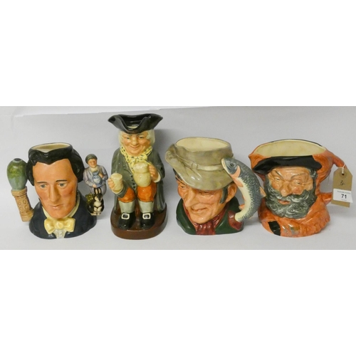 71 - Four Royal Doulton character jugs, 'The Poacher', 'Falstaff', 'Sir Henry Doulton' and 'Happy John'