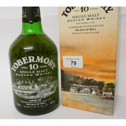 79 - A bottle of Tobermory 10 year old single malt Scotch whisky in original box