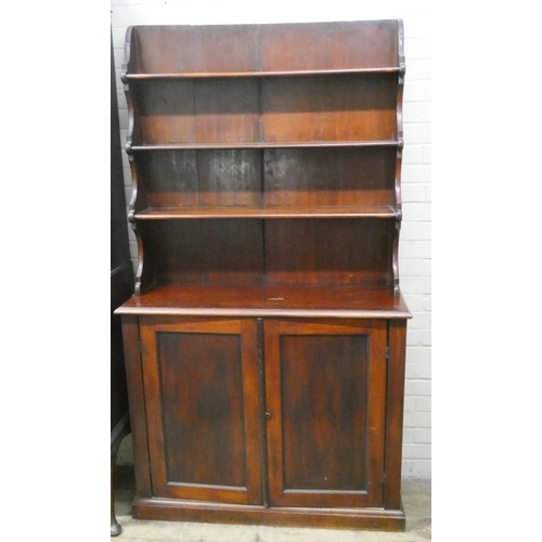 158 - Victorian mahogany bookcase on cupboard base