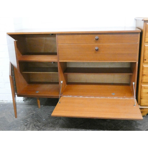 175 - Mid century teak combination chest of 5 drawers