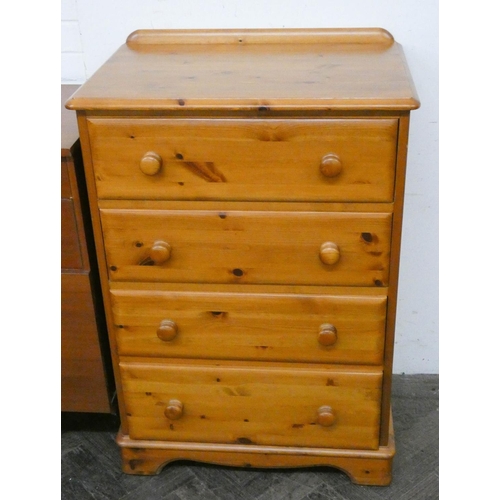 191 - Modern varnished pine chest of four drawers