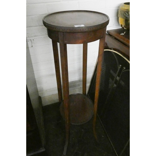 186 - Edwardian line inlaid mahogany circular plant stand